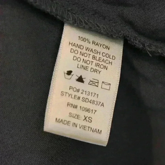 Shinestar Grey Blue Square Neck Babydoll Dress Tiered Skirt 3/4 Sleeve Size XS - Picture 7 of 7